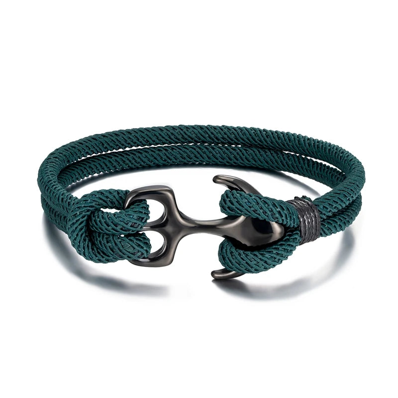 Black Anchor Double Strand Bracelet - Myst Bracelets