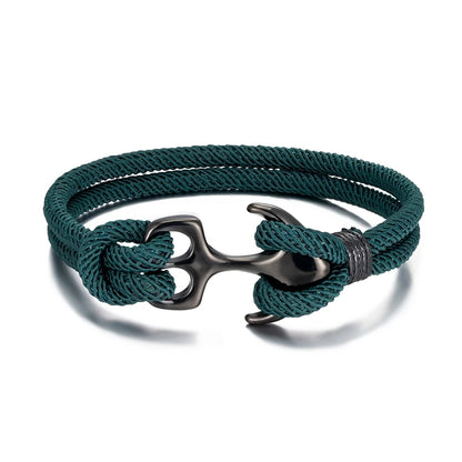 Black Anchor Double Strand Bracelet - Myst Bracelets