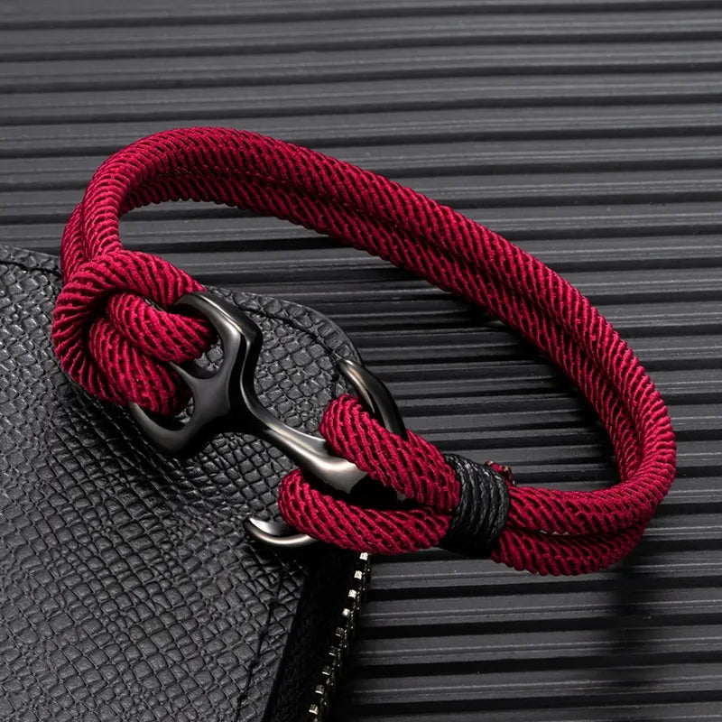 Black Anchor Double Strand Bracelet - Myst Bracelets