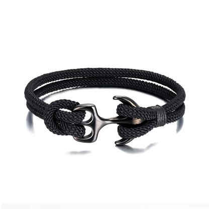 Black Anchor Double Strand Bracelet - Myst Bracelets