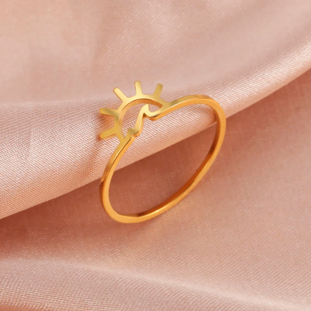 Stainless Steel Sun Wave Ring - Myst Bracelets