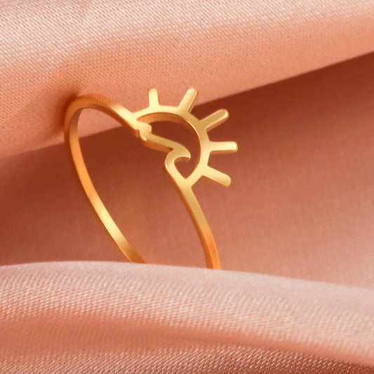 Stainless Steel Sun Wave Ring - Myst Bracelets