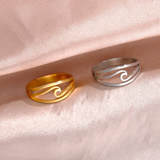 Stainless Steal Sea Wave Ring - Myst Bracelets
